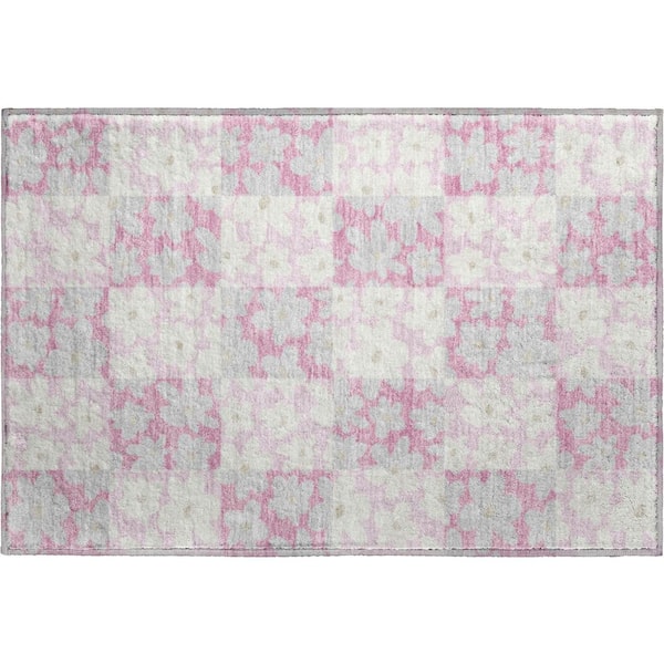 Mayfield Premium Machine Washable Abstract AMF2476 Pink 2 ft. x 3 ft. Accent Rug