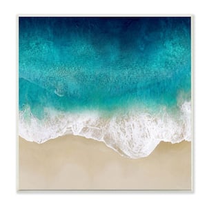 "Aerial Tropical Blue Tide at Beach Sea Foam" by Maggie Olsen Unframed Nature Wood Wall Art Print 12 in. x 12 in.