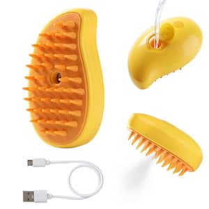 3.7 in. x 2.32 in. 3 in. 1 Steamy Cat Brush Spray, Cleaning Steamer Brush for Massage, Steam Pet Brush in Yellow