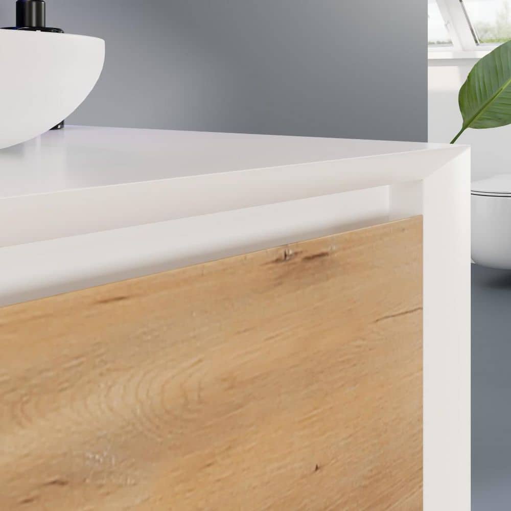 Santa Monica 36" White Oak Wall-Mount Vanity with Vessel Sink