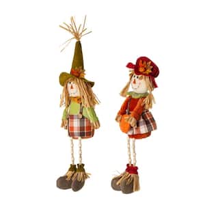 25 in. H Fall Fabric Scarecrow Shelf Sitter (Set of 2)