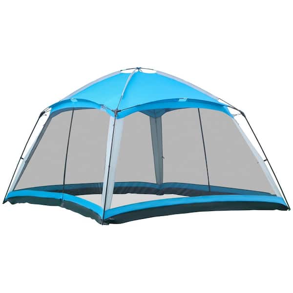 11.8 ft. x 11.8 ft. Sky Blue 8 Person Screen House Room Outdoor Camping Tent with Carry Bag and 4 Mesh Walls
