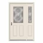 JELD-WEN 52 in. x 80 in. 1/2 Lite Blakely Primed Steel Prehung Right ...