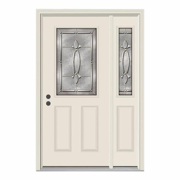 JELD-WEN 52 in. x 80 in. 1/2 Lite Blakely Primed Steel Prehung Right-Hand Inswing Front Door with Right-Hand Sidelite