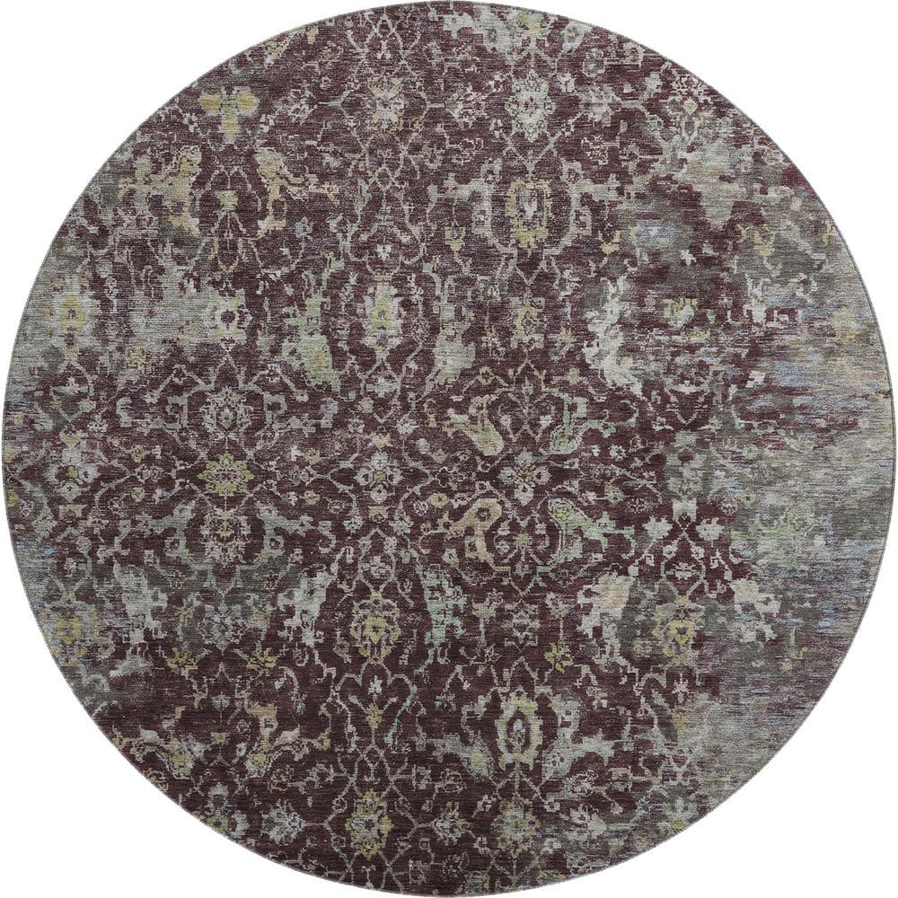 Mayfield Premium Machine Washable Abstract AMF2359 Burgundy 8 ft. x 8 ft. Round Rug price history on PriceWatchPro