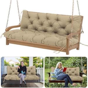 60 x 40 in 3 Seater Replacement Outdoor Swing Cushions with Back Support, Waterproof Bench Cushion(khaki)