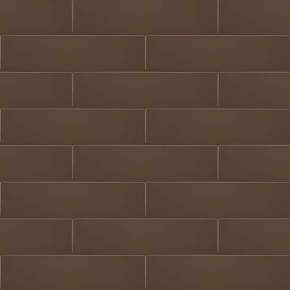 Streamline Earth Brown Glossy 4 in. x 16 in. Ceramic Wall Tile (10.39 sq. f
