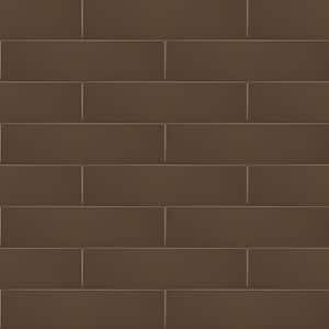 Streamline Earth Brown Glossy 4 in. x 16 in. Ceramic Wall Tile (10.39 sq. ft./ Case)