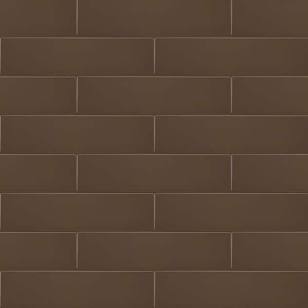 Unbranded Streamline Earth Brown Glossy 4 in. x 16 in. Ceramic Wall Tile (10.39 sq. ft./ Case)