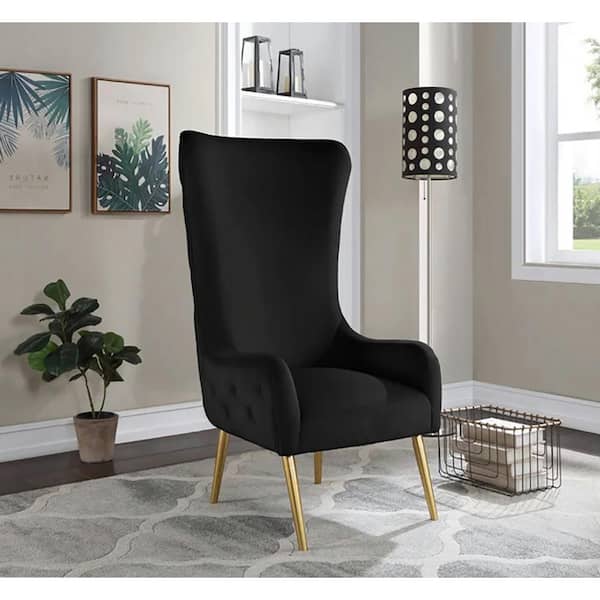 Best Master Furniture Venetian Black Velvet Arm Chair (Set of 1)