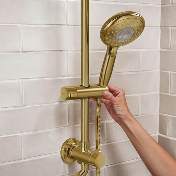 Spectra Versa 4-Spray Round 24 in. Wall Bar Shower Kit with Hand Shower 1.8 GPM in Brushed Cool Sunrise