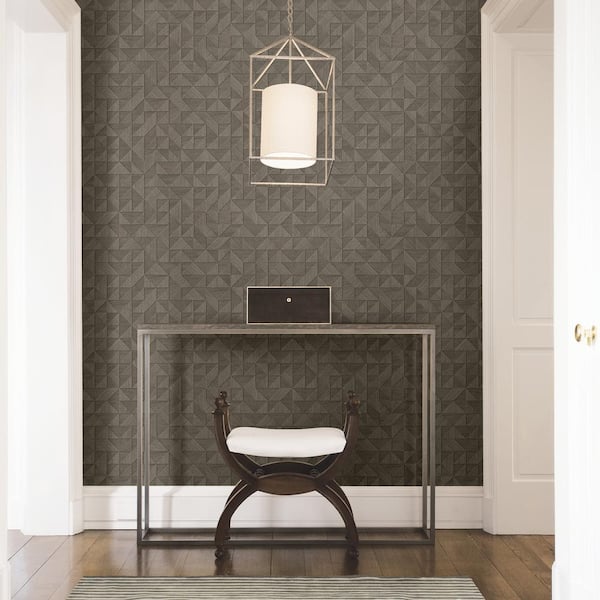 Gallerie Dark Grey Triangle Geometric Dark Grey Wallpaper Sample