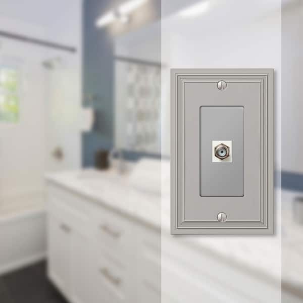 Hallcrest 1 Gang Coax Metal Wall Plate - Satin Nickel