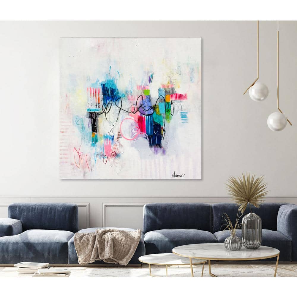 Possibilities of the Heart Pink and Blue Abstract Canvas Art Print 84 in.