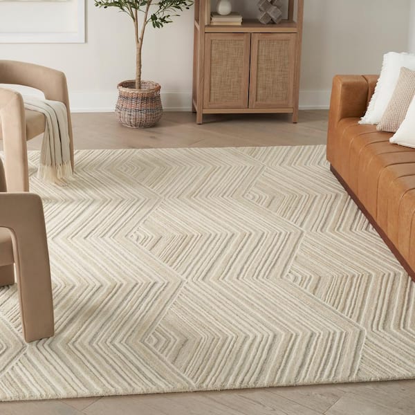 Graceful Ivory 8 ft. x 10 ft. Geometric Contemporary Area Rug