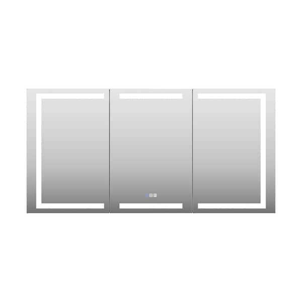 60 in. x 30 in. Rectangular Silver Aluminum Recessed or Surface Mount Medicine Cabinet with Mirror