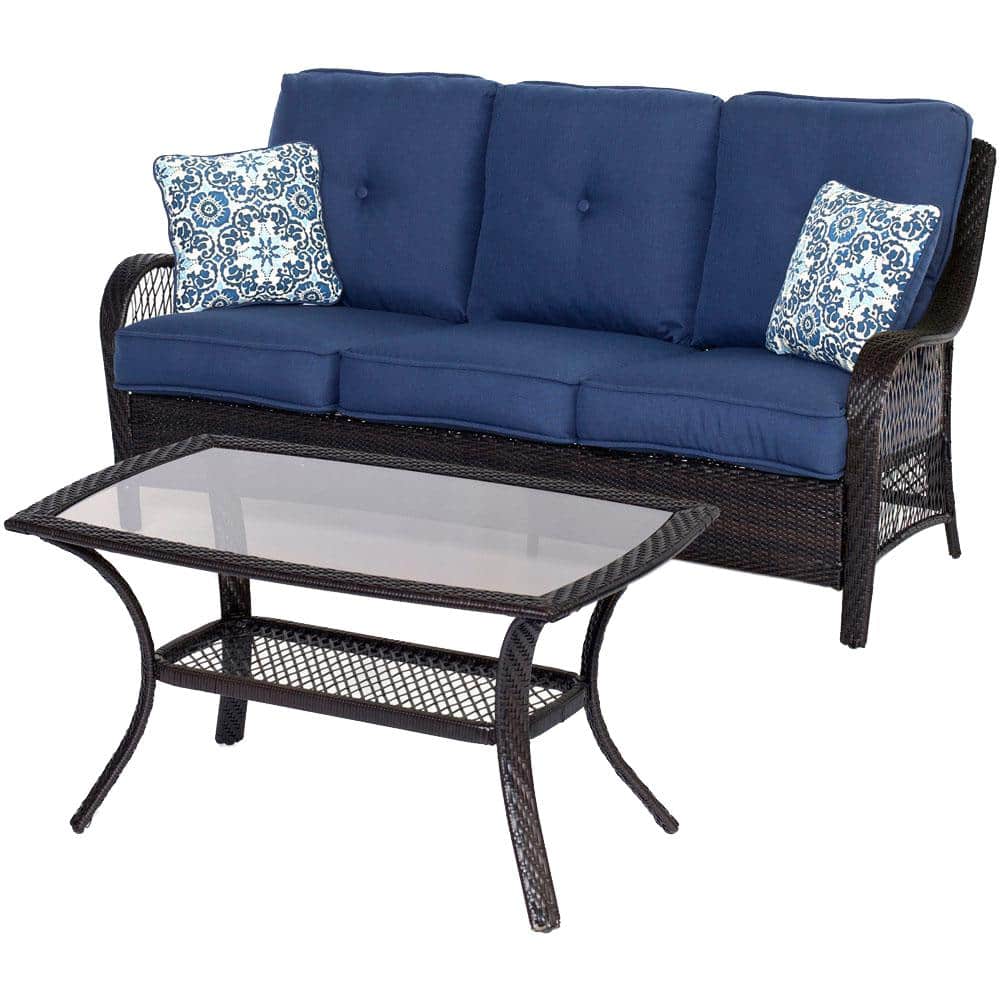 Hanover Orleans Brown 2Piece AllWeather Wicker Patio Conversation Set