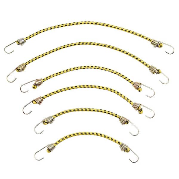 Keeper Assorted Size Yellow Bungee Cords with Hooks (6 Pack) 06054