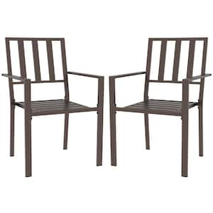 Slatted Seat Dining Chair Dark Brown (Set of 2)