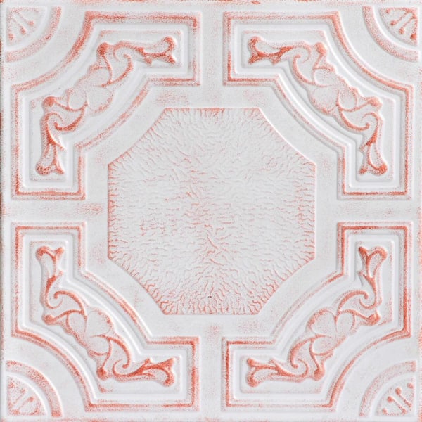 Evergreen White Washed Copper 1.6 ft. x 1.6 ft. Decorative Foam Glue Up Ceiling Tile (384 sq. ft. /case)