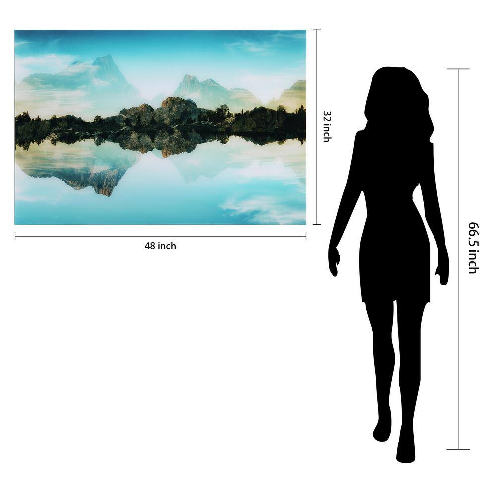 Quiet Waters Blue Tempered Glass Landscape Wall Art, 51" x 36"