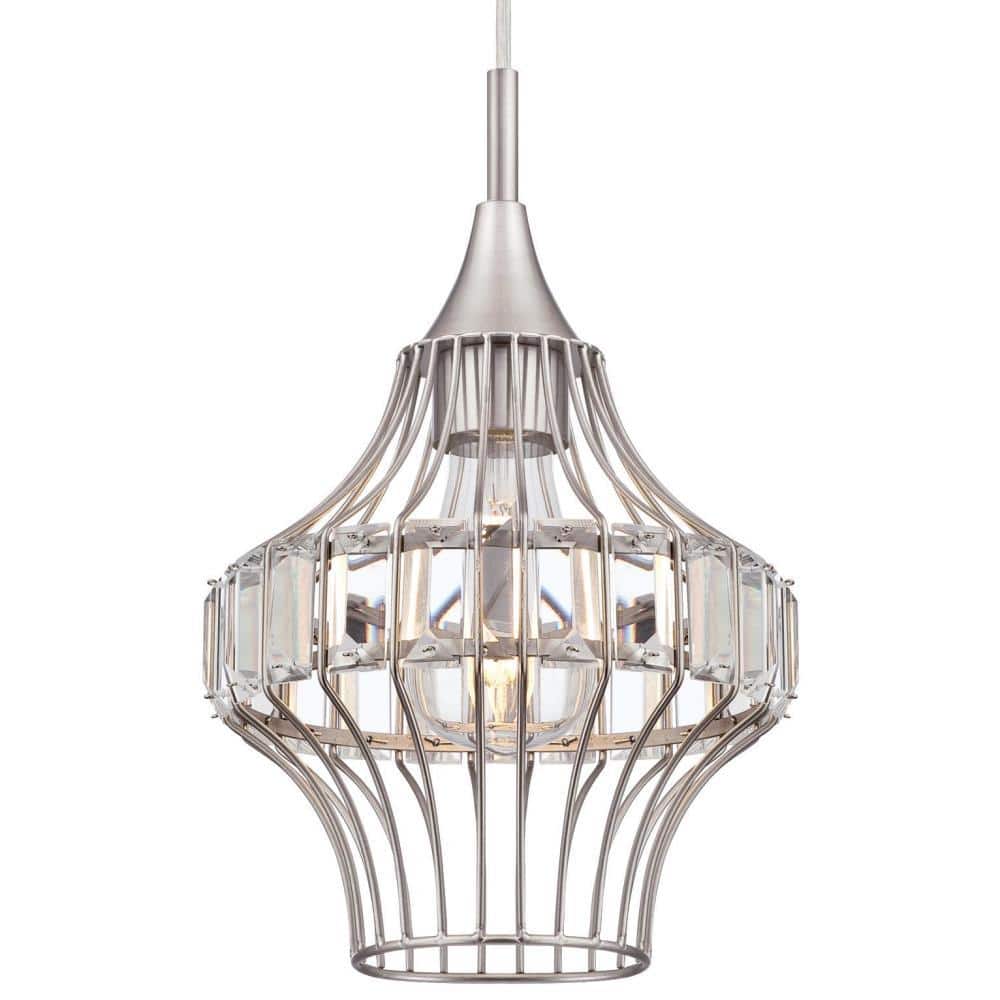 Shannon Crystal Prism Mini Pendant with Brushed Nickel Finish