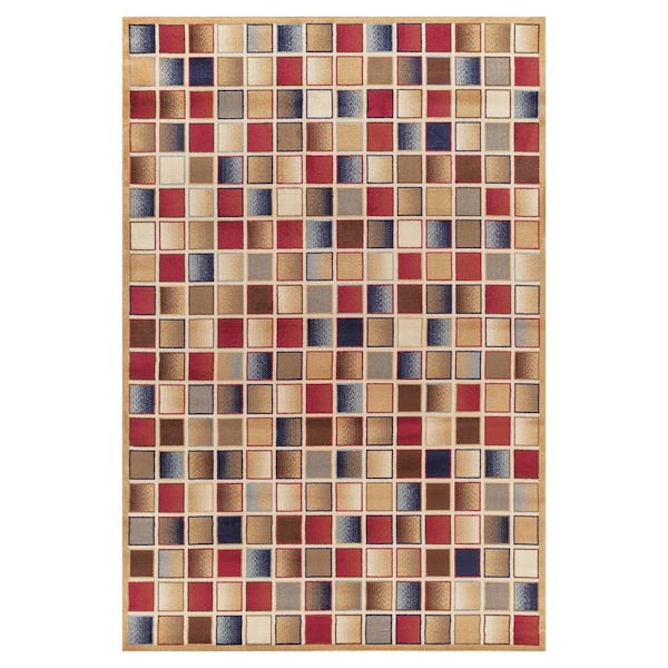 Concord Global Trading Jewel Checkboard Gold 4 ft. x 6 ft. Area Rug