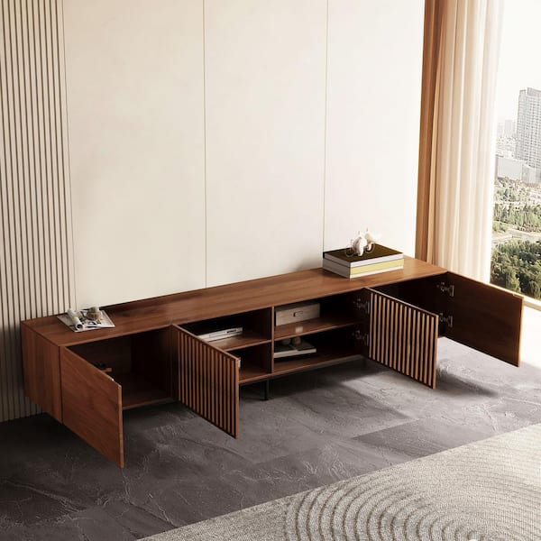 THE RIGHT PATH 70.87 in. Walnut Color Mid Century Modern TV Stand