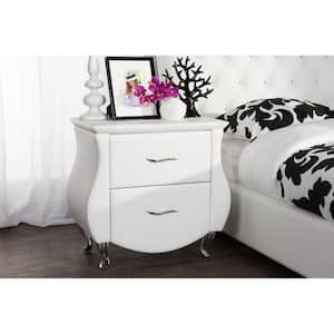 Erin 2-Drawer White Nightstand