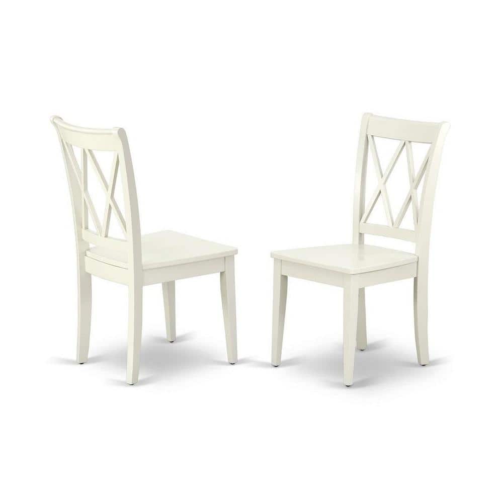 Transitional Linen White 5-Piece Pedestal Dining Set with Cross Back Chairs