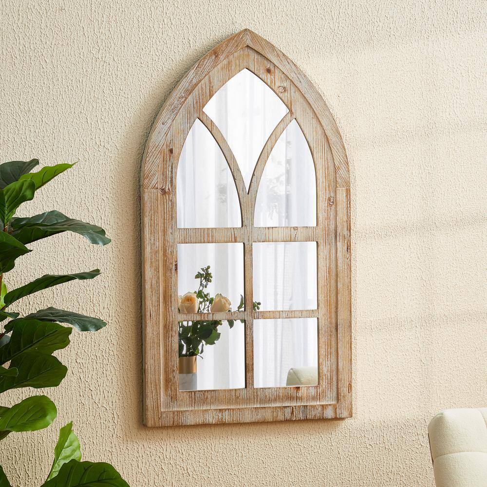 Rustic Arch Full-Length Natural Wood Wall Mirror 40"x22"