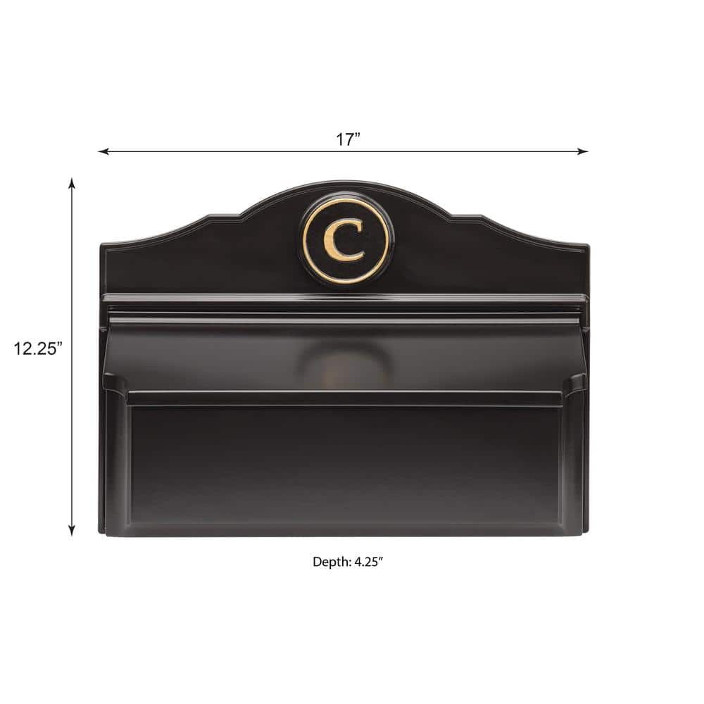 Black and Gold Aluminum Colonial Wall Mounted Mailbox
