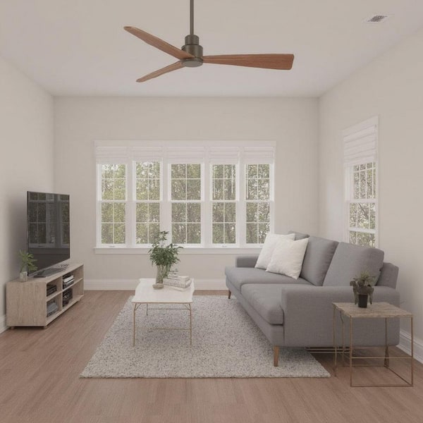 Simple 52 in. Indoor/Outdoor Oil Rubbed Bronze Ceiling Fan with Remote Control