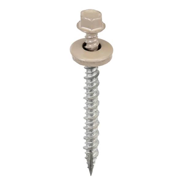 Acorn International #9 x 2 in. 1/4 in. Hex Head Metal to Wood Screws in Taupe (Bag of 250)