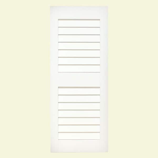 Unbranded Plantation 14 in. x 53 in. Solid Wood Louver Exterior Shutters 4 Pair Behr Ultra Pure White-DISCONTINUED