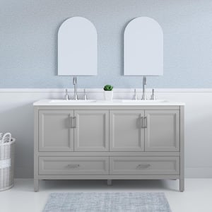 Gracenote 60 in. W x 19 in. D x 35 in. H Double Sink  Bath Vanity in Light Gray with White Cultured Marble Top