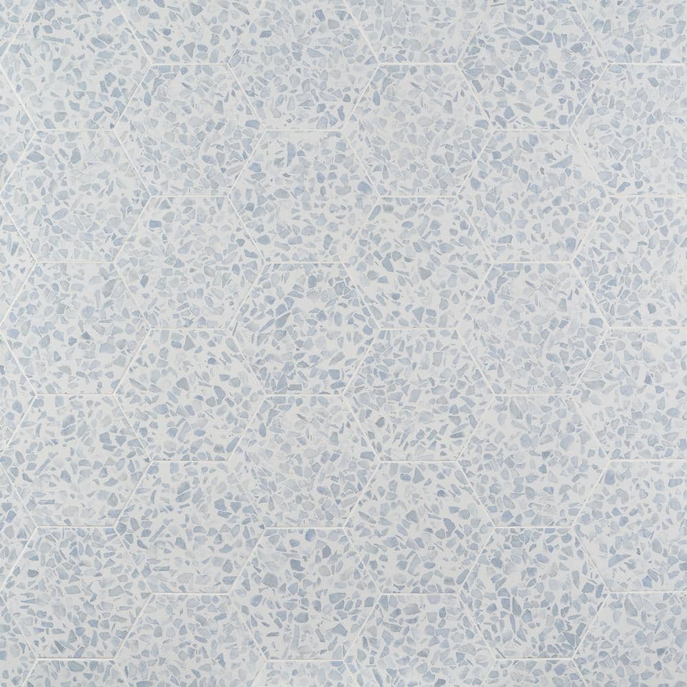 Fusion Hex Blue Terrazzo Matte Porcelain Floor and Wall Tile