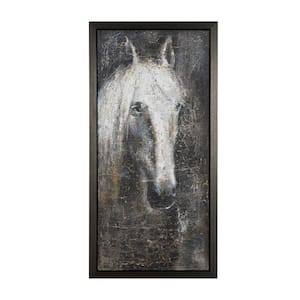 1- Panel Horse Framed Wall Art Print with Textured Distressing 59 in. x 30 in.