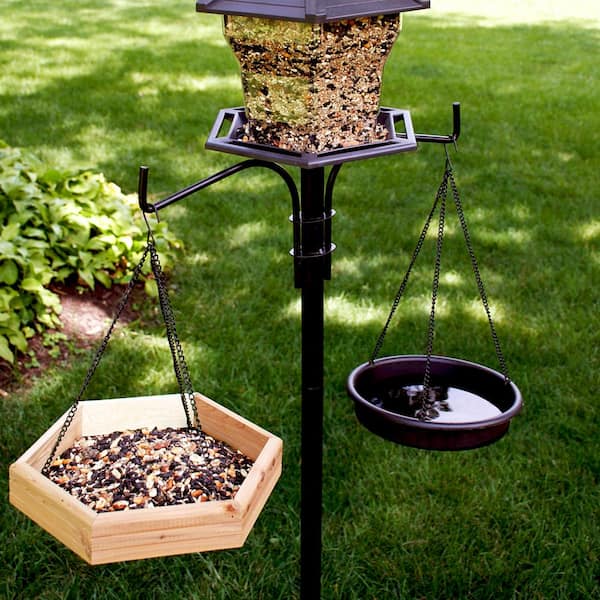 Pennington Cedar 2 in 1 Wild Bird Bath and Wild Bird Feeder, 4 lb. Capacity