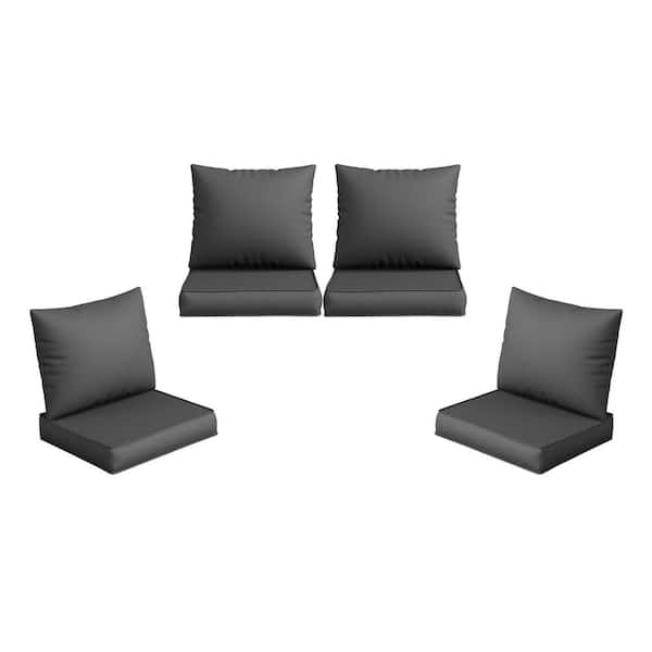 Poteban Outdoor Gray Sectional Sofa Cushion Set-Seat and Back Cushions (Set of 4 Seat Cushions and 4 Back Cushions) VQHWDZ006GR-MVQ