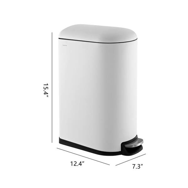 happimess 7.9-Gallons White Steel Kitchen Trash Can with Lid Outdoor in the  Trash Cans department at