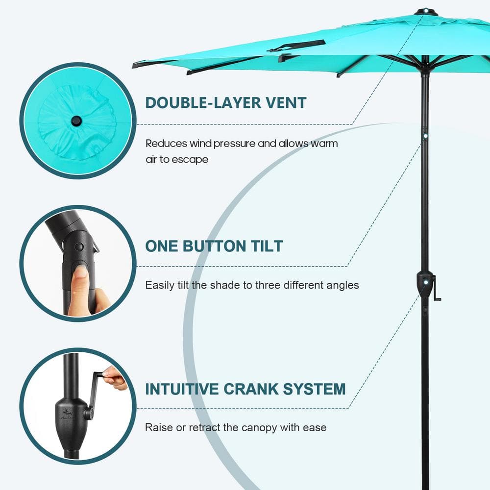 Lyon 108" Light Blue Steel Market Umbrella