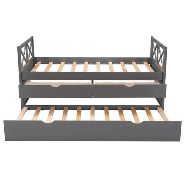 HomeRoots Gray Composite Frame Twin Panel Bed