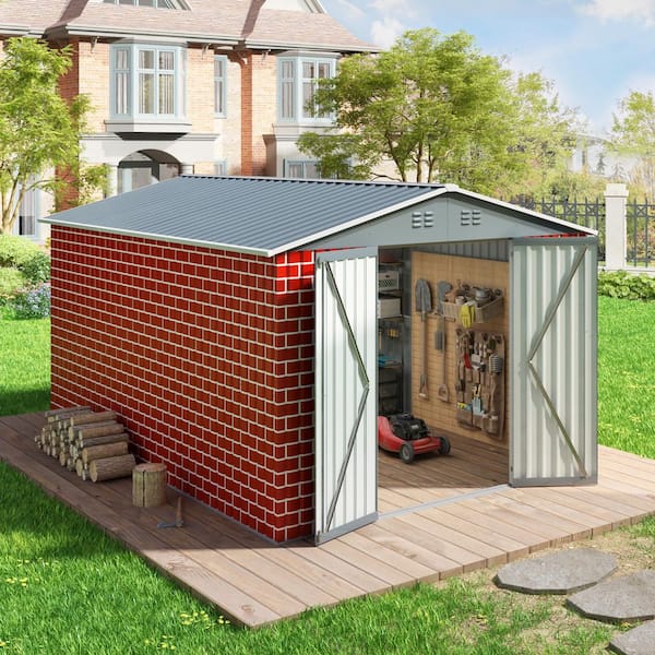 8 ft. W x 12 ft. D Metal Storage Shed Large Garden Tool Shed with Lockable Doors (96 sq. ft.)