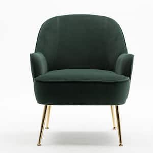 Dark Green Soft Velvet Material Modern Living Room Accent Chair Chair With Gold Legs And Adjustable Legs (Set of 1)