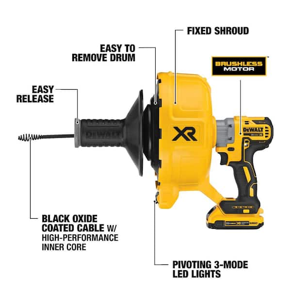 DEWALT 20V MAX XR Brushless Drain Snake, (Tool Only)