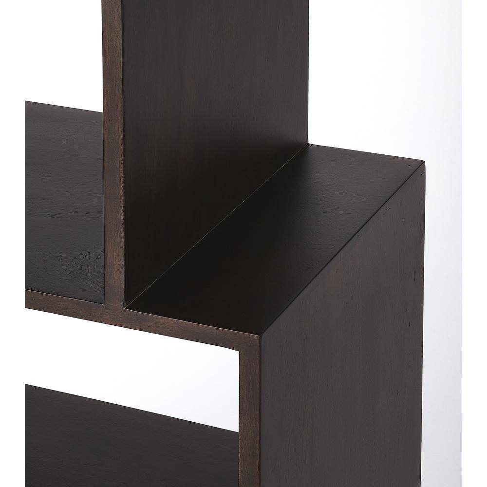 Stockholm Dark Brown Mango Wood Cubical Etagere Bookshelf