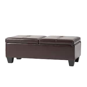 Merrill Chocolate Brown Double Opening Storage Ottoman