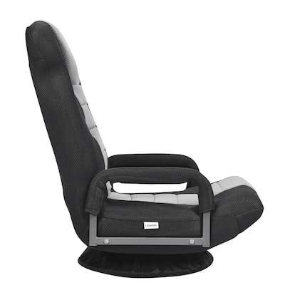 360° Gray Swivel Gaming Floor Chair with Foldable Adjustable Backrest