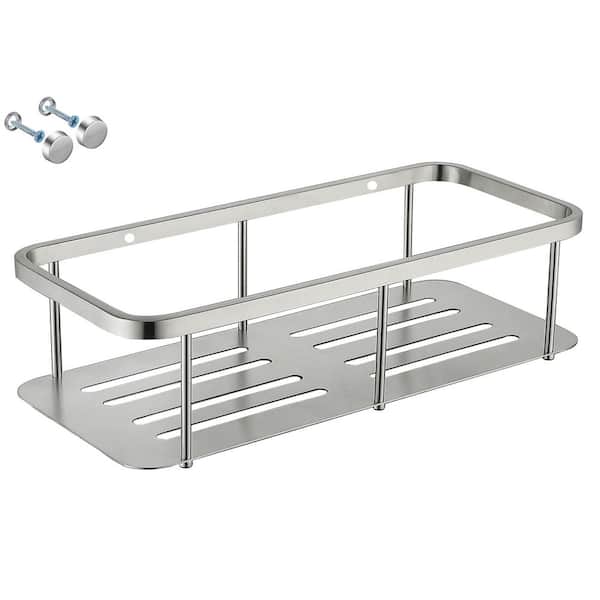 304 Stainless Steel Wall Mounted Bathroom Organizer Basket Rectangle Shower Caddy Shelf Basket in Brushed Nickel